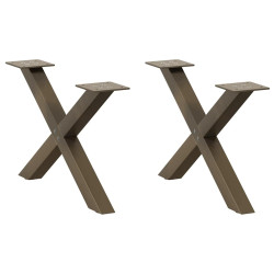 Pés para mesa de centro em formato de x, 2 peças, aço natural, 50x(30-31) cm, aço