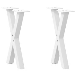 Pés para mesa de centro em formato de x, 2 peças, branco, 38x(42-43) cm, aço