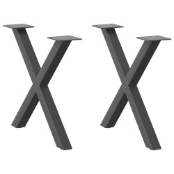 Pés para mesa de centro em formato de x, 2 peças, antracite, 60x (42-43) cm, aço