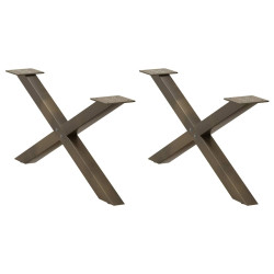 Pés para mesa de centro em formato de x, 2 peças, aço natural, 70x(30-31) cm, aço