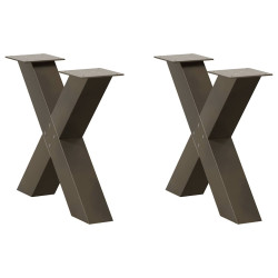 Pés para mesa de centro em formato de x, 2 peças, aço natural, 60x (42-43) cm, aço