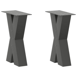 Pés para mesa de centro em formato de x, 2 peças, antracite, 38x(42-43) cm, aço