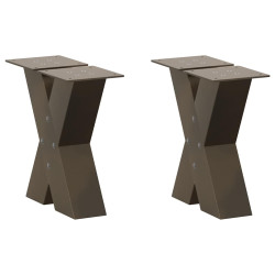 Pés para mesa de centro em formato de x, 2 peças, aço natural, 40x(30-31) cm, aço