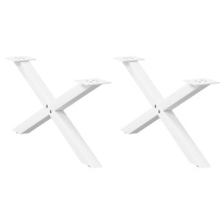 Pés para mesa de centro em formato de x, 2 peças, branco, 70x (30-31) cm, aço