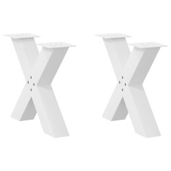 Pés para mesa de centro em formato de x, 2 peças, branco, 60x (42-43) cm, aço