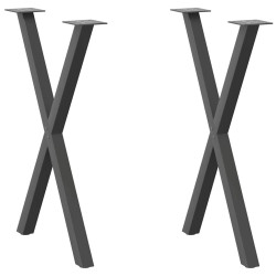 Pés para mesa de jantar em formato de x, 2 peças, antracite, 57x(72-73) cm, aço