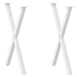 Pés para mesa de jantar em formato de x, 2 peças, branco, 50x(72-73) cm, aço