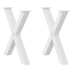Pés para mesa de jantar em formato de x, 2 peças, branco, 70x(72-73) cm, aço