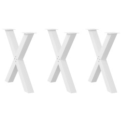 Pés para mesa de jantar em formato de x, 3 peças, branco, 70x(72-73) cm, aço