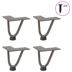 Pernas de grampo para mesa de centro 4 peças aço natural 10 cm aço maciço