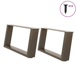 Pés para mesa de centro em formato de u, 2 peças, aço natural, 70 x (30-31) cm, aço