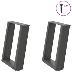 Pés para mesa de centro em forma de u, 2 peças, antracite, 38x(42-43) cm, aço
