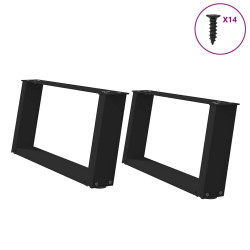 Pés para mesa de centro em formato de u, 2 peças, preto, 60x(30-31) cm, aço