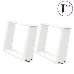 Pés para mesa de centro em formato de u, 2 peças, branco, 40x(30-31) cm, aço