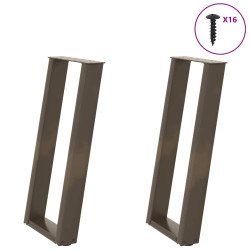 Pés de mesa de console em forma de u, 2 peças, aço natural, 38 x (72-73) cm, aço