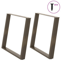 Pés para mesa de jantar em formato de u, 2 peças, aço natural, 100x(72-73) cm, aço