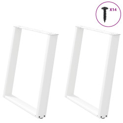 Pés de mesa de jantar em forma de u, 2 peças, branco, 80x (72-73) cm, aço