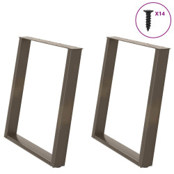 Pés para mesa de jantar em formato de u, 2 peças, aço natural, 70x(72-73) cm, aço