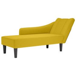 Chaise-longue com apoio de braço direito veludo amarelo