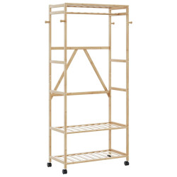 Cabide com prateleiras e rodas 90x40x179,5 cm bambu