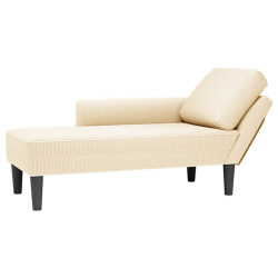 Chaise lounge com almofada tecido corduroy creme