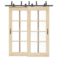 Kit de ferragens para porta deslizante 200 cm aço preto