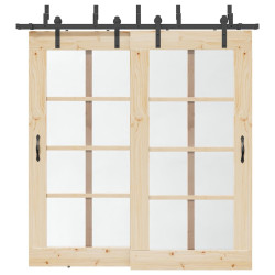 Kit de ferragens para porta deslizante 213,5 cm aço preto