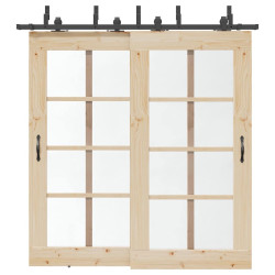 Kit de ferragens para porta deslizante 213,5 cm aço preto