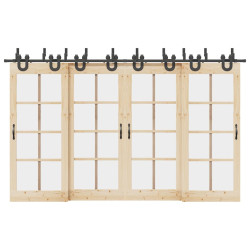 Kit de ferragens para porta deslizante 366 cm aço preto