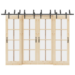 Kit de ferragens para porta deslizante 305 cm aço preto