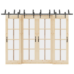 Kit de ferragens para porta deslizante 305 cm aço preto