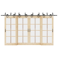 Kit de ferragens para porta deslizante 400 cm aço preto