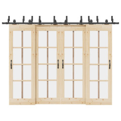 Kit de ferragens para porta deslizante 305 cm aço preto