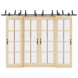Kit de ferragens para porta deslizante 305 cm aço preto
