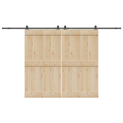 Kit de ferragens para porta deslizante 366 cm aço preto