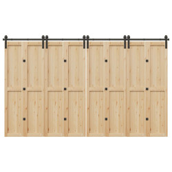 Kit de ferragens para porta deslizante 366 cm aço preto