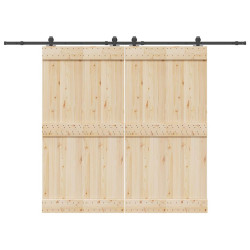 Kit de ferragens para porta deslizante 305 cm aço preto
