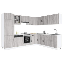 14 Peças armário de cozinha conjunto kalmar cinza sonoma
