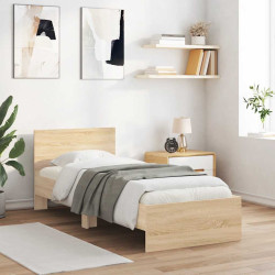Cama sem colchão com cabeceira 90x190 cm carvalho sonoma