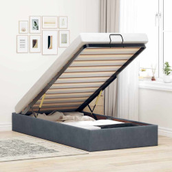 Otomano bed frame no colchão cinzento escuro 80x200 cm veludo