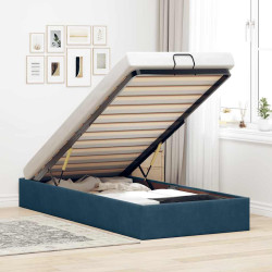 Otomano bed frame no colchão azul escuro 100x200 cm veludo