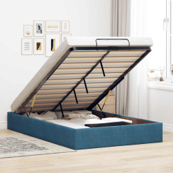 Ottoman bed frame no colchão azul escuro 120x190 cm veludo