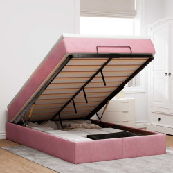 Cama otomana com colchão 120x190 cm veludo rosa