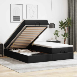 Estrutura de cama otomana com colchões pele artificial preta