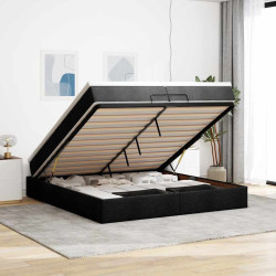 63 / 5,000Vidaxl estrutura de cama otomana com colchões tecido preto