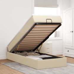 Estrutura de cama otomana com creme de colchão 100x200cm tecido