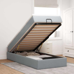 Estrutura cama otomana colchão 90x200 cm tecido cinzento claro