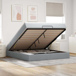 Estrutura cama otomana colchão 160x200 cm tecido cinzento claro