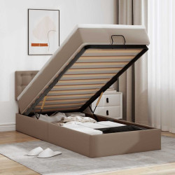 Cama otomana com colchão 90x200 cm couro artificial cappucino