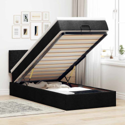 Cama otomana com colchão 90x200 cm tecido preto
